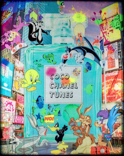 Coco Chanel Tunes by Diederik Van Apple - Mixed Media on Aluminium